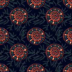 A doodle is a graphic element. Flowers, leaves, patterns, sketches to create packaging.