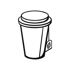 paper cup of tea to go logo, line