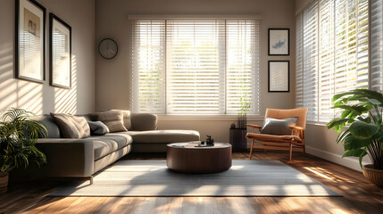 Cozy living room with natural light and modern furnishings.