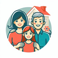 happy family live. logo icon design. premium illustration. ai