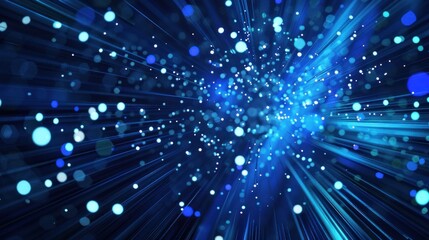 Obraz premium Abstract blue light beams and sparkling particles in motion