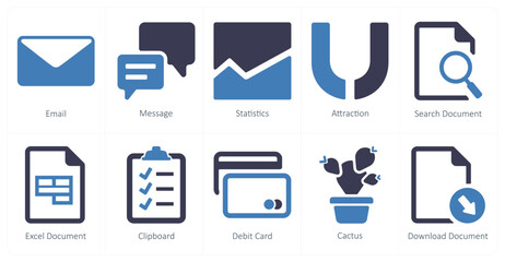 A set of 10 ui icons as email, message, statistics