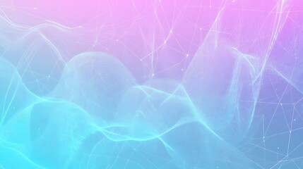 Fototapeta premium Abstract blue and pink wavy background with geometric shapes.