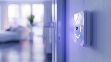 Naklejka premium White Smart Home Doorbell Mounted on a Wall