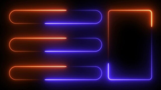 Quiz Neon Line Animation with option selection on black background	