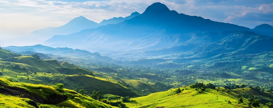 The scenic view of the Western Ghats from a hilltop in Lonavala