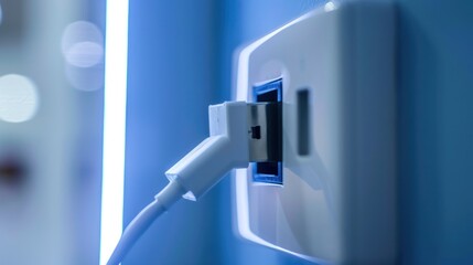White Electrical Outlet with Plugged-in Cord