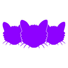 Cat Design 3 Friends Crew Silhouette Outline Team Contour Funny Cool Cartoon Cute Cats Lovers Cartoon Comic Fun Love Sweet Kittens Adorable Feline Playful Kitties Fur Baby Illustration Paw Pet Owners