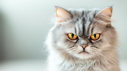 Persian cat portrait with golden eyes, looking directly at the camera.