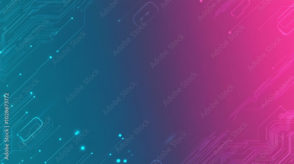 Aufkleber abstract digital background with blue and pink gradient and circuit board design.