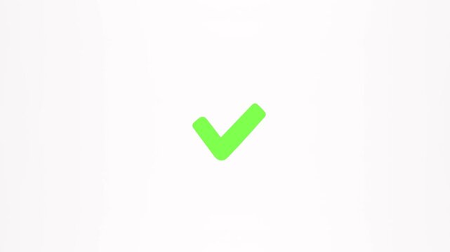 Green checkmark animation and double check icon. Yes tick. Correct check mark symbol. Yes sign. Correct vote icon on white background.