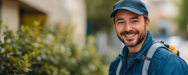 Portrait Of A Smiling Male Pest Control Worker, Generative AI