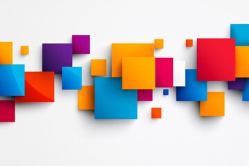 Colorful background with squares of different colors. The squares are arranged in a way that creates a sense of movement and energy. Scene is vibrant and lively. abstract background with squares