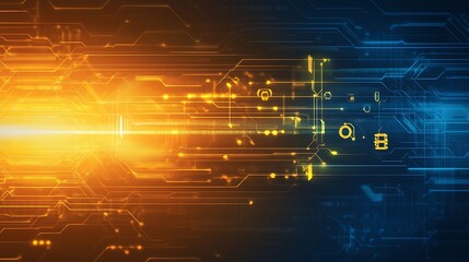 Obraz premium Abstract digital background with glowing circuits.