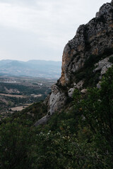 Large grey rock mountains and valley