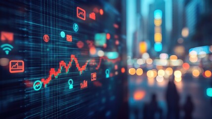 Obraz premium Upward Trending Line Graph on Digital Display