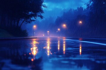 wet shiny road