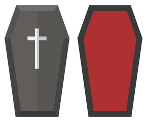 Flat icon of halloween coffin isolated on white background.
