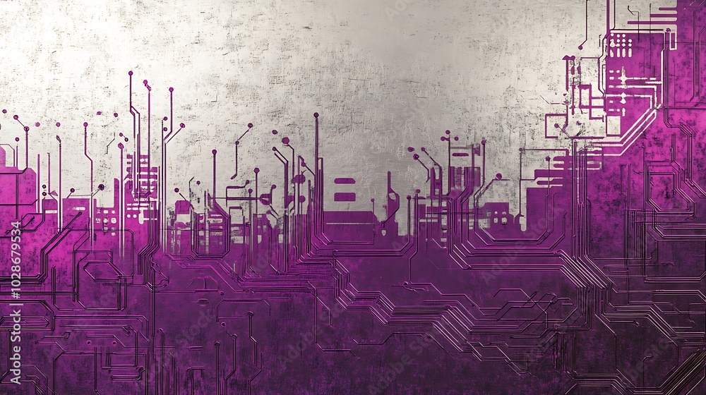 Poster Abstract digital circuit board background with a grunge texture.