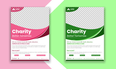 Fundraising Flyer, brochure, charity, event, management, donate, homeless, money, news, organizations, a4, squire, social media, green, pink, design template.