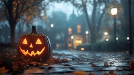 Obraz premium jack o lantern halloween holiday orange pumpkin