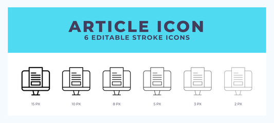 Article icon set with different stroke. Vector illustration with editable stroke.