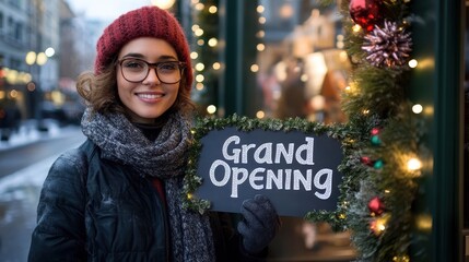 Small Business Owner Celebrating Grand Opening