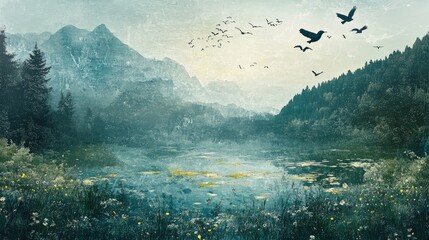 Serene Abstract Landscape with Gentle Natural Elements