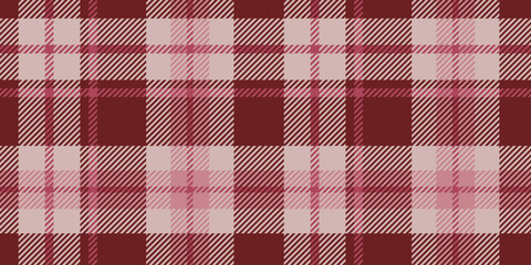 This seamless tartan pattern, displayed in shades in pink and red color is composed of intersecting lines and squares, providing a stylish and traditional textile look.