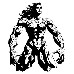 Fototapeta premium Power of Nature with a Stunning Vector Image of an Earth Elemental – Ideal for Your Creative Projects, From Fantasy Illustrations to Eco-Friendly Designs, Infuse Your Work with Earthy Energy