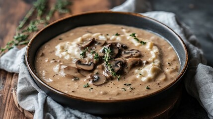 Creamy Canederli with Mushrooms and Thyme Dish