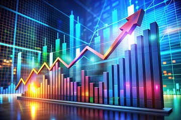 Naklejka premium Dynamic Growth Arrow: Visualizing Business Success and Financial Progress in a Futuristic Market Environment