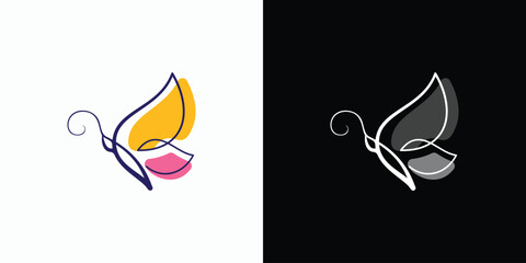 Butterfly vector logo design with modern, simple, clean and abstract style. Icon for business, beauty and personal branding.