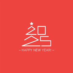 Happy New Year 2025 greeting card