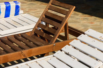 Fototapeta premium sun loungers near the pool