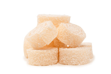 Coconut candy roll isolated on a white background.