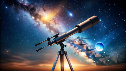 Solid minimalist astronomer's view through telescope background