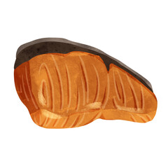 ぶり照焼　水彩風手描きイラスト