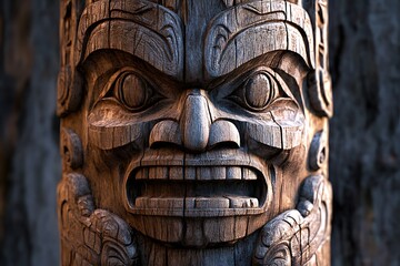 totem pole in the city