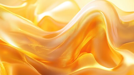 Fototapeta premium Golden Abstract Waves in Fluid 3D Style