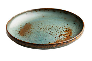 handmade ceramic plate on isolated on transparent background, side view