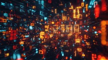 Obraz premium Intricate 3D Network of Financial Symbols and Data