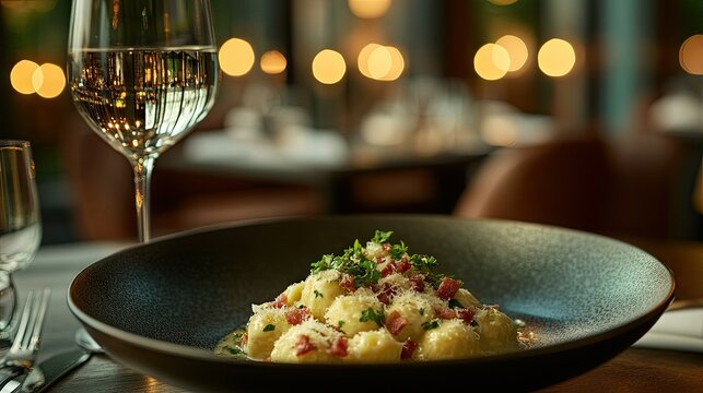 Elegant Canederli Pasta Presentation in Fine Dining Setting