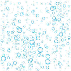 Oxygen air bubbles  flow  in water on white  background.