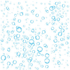 Oxygen air bubbles  flow  in water on white  background.