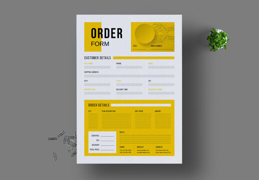 Order Form Template Layout