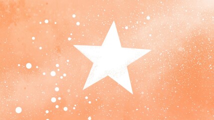 Obraz premium A single white star with a rough, textured border on an orange, galaxy-like background.