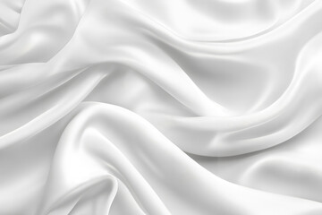 Fototapeta premium White satin silk fabric flowing and forming elegant curves background for textile, material, texture design conept