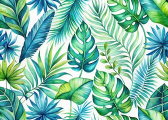 Tropical Watercolor Palm Leaves Pattern for Summer Decor and Design