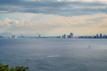 Obraz premium panoramic view of Da Nang city in Vietnam in summer in cloudy weather from above from a drone